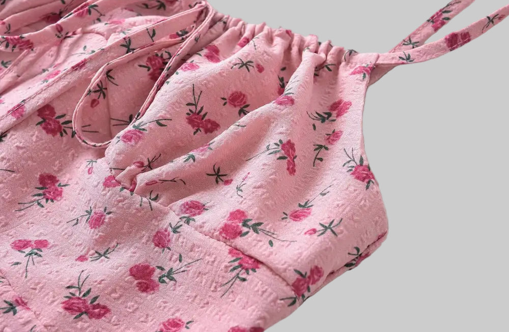 Rose Lace-up Floral Dress - Dresses