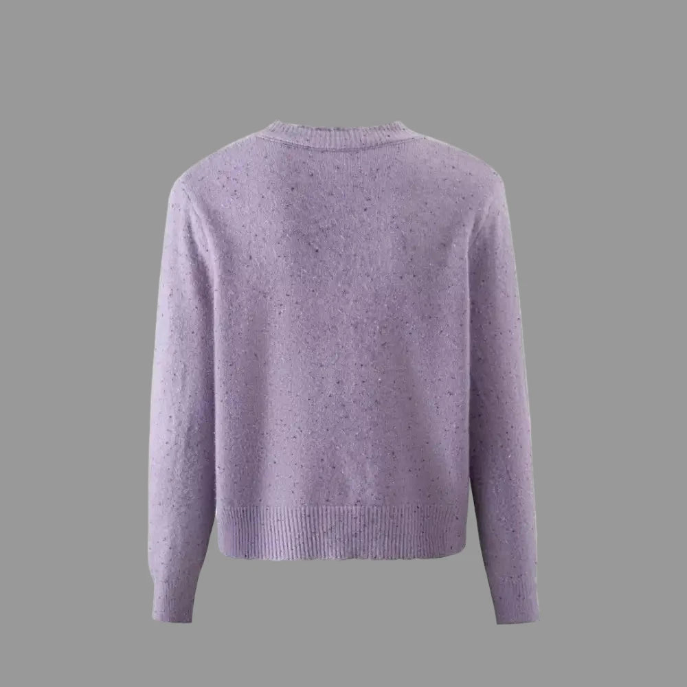 Round Neck Single Breasted Solid Color Slim Fit Sweet Long Sleeve Cardigan - Sweaters & Cardigans
