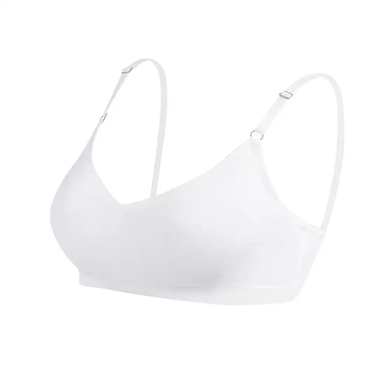 Seamless Bras Adjustable Double Shoulder Strap Bra - XS / White