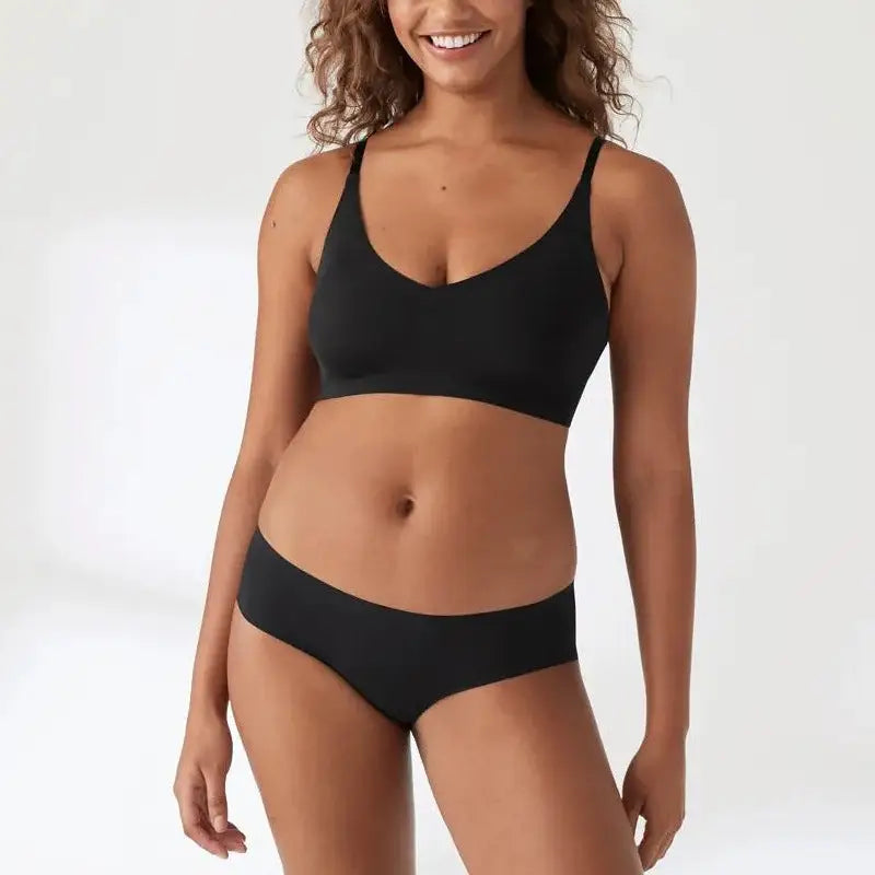 Seamless Comfort V-Neck Shoulder Strap Thin Bra Set - Panty Sets