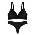 Seamless Comfort Wireless Soft Support Exaggerating U-Back Bra Set - S / Black - Panty Sets
