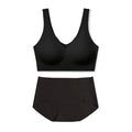 Seamless Comfortable V-Neck Width Strap Bra Set - S / Black - Panty Sets
