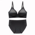 Seamless Soft Support Green Mesh V-Neck Thin Breathable Underwired Bra Set - S / Black - Panty Sets