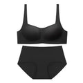 Seamless Square Collar Thin Wireless Soft Support Jelly Bra Set - S / Black Suit - Panty Sets