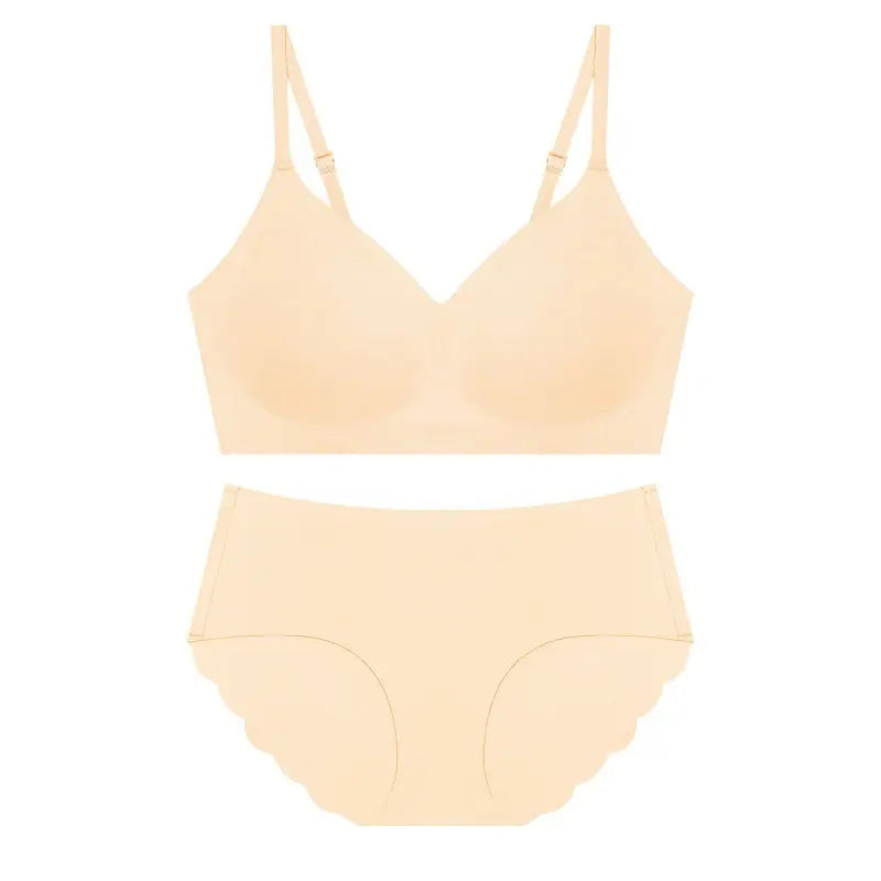 Seamless Thin Shaping Wireless Soft Support Push-up Bra Set - S / Yellow - Panty Sets