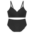 Seamless Thin Shaping Wireless Soft Support Push-up Bra Set - S / Black - Panty Sets