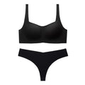 Seamless Thin Wireless Soft Support Comfortable Bra Set - S / Black - Panty Sets