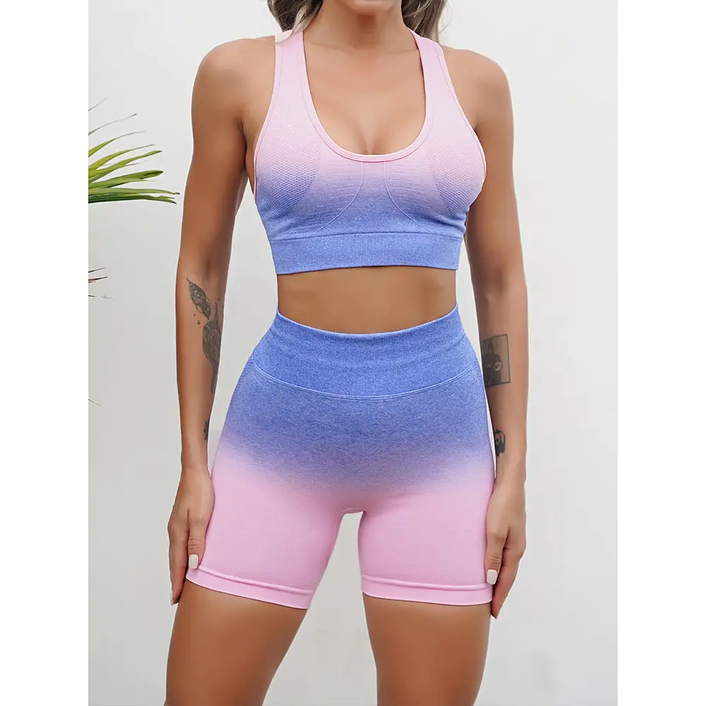 Seamless Yoga Fitness High Waist Tie Dyed Sports Suit - Activewear