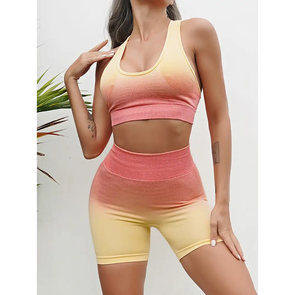 Seamless Yoga Fitness High Waist Tie Dyed Sports Suit - Activewear