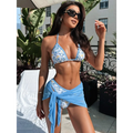 Sexy Backless Lace-up Beach Skirt Three Piece Set - S / Multi - Cover-ups & Kimonos