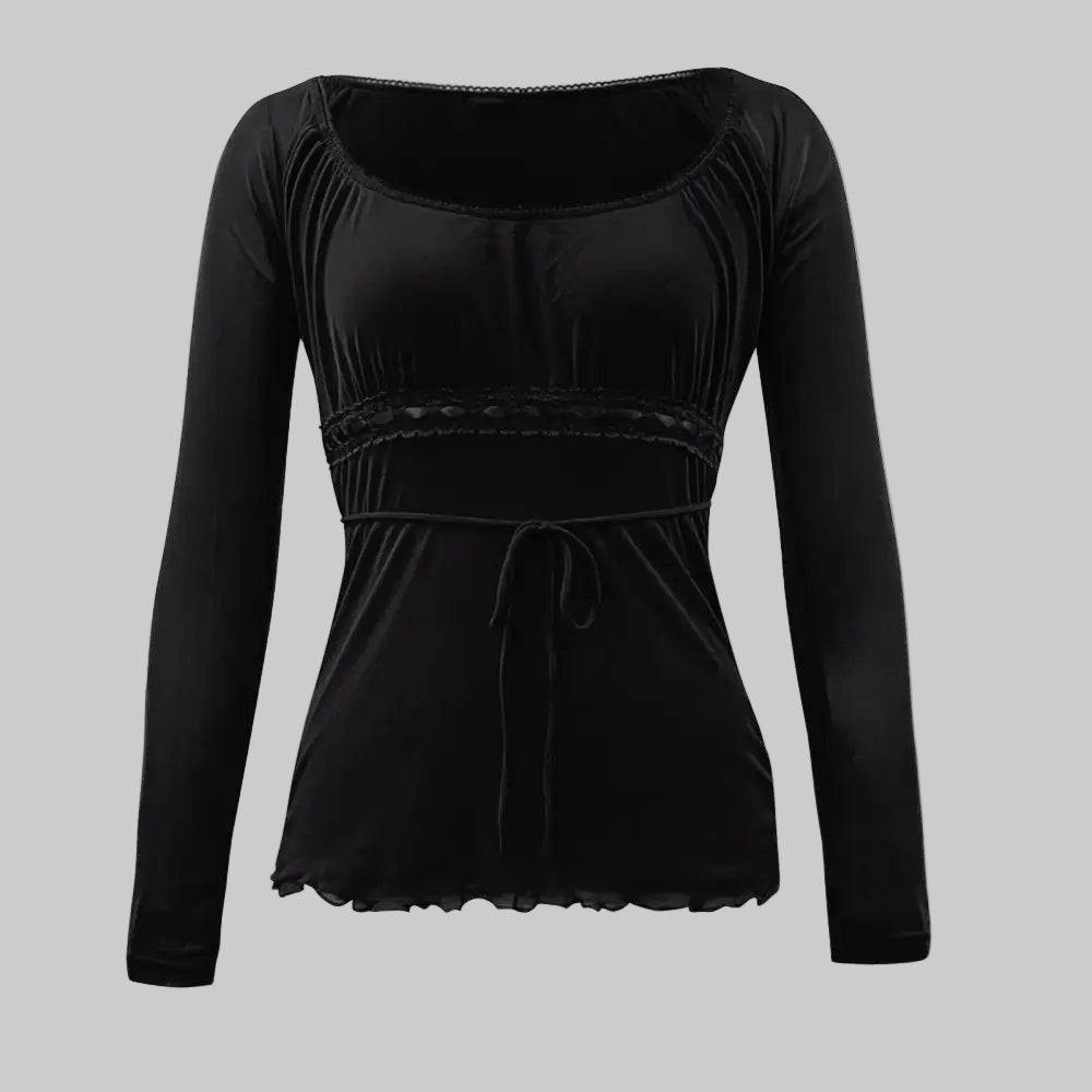 Sexy Bow Lace-up Top - S / Black - Shirts & Blouses