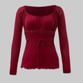 Sexy Bow Lace-up Top - S / Red - Shirts & Blouses