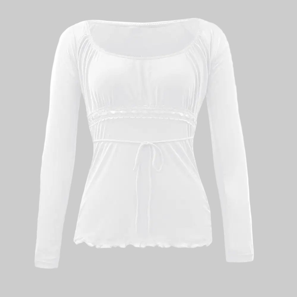 Sexy Bow Lace-up Top - S / White - Shirts & Blouses