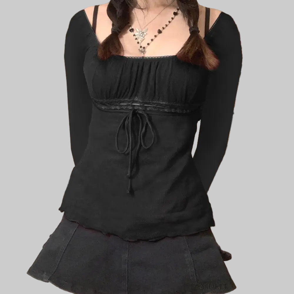Sexy Bow Lace-up Top - Shirts & Blouses