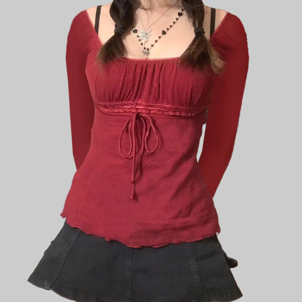 Sexy Bow Lace-up Top - Shirts & Blouses