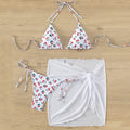 Sexy Cherry Print Three Piece Set - XS / White - Cover-ups & Kimonos