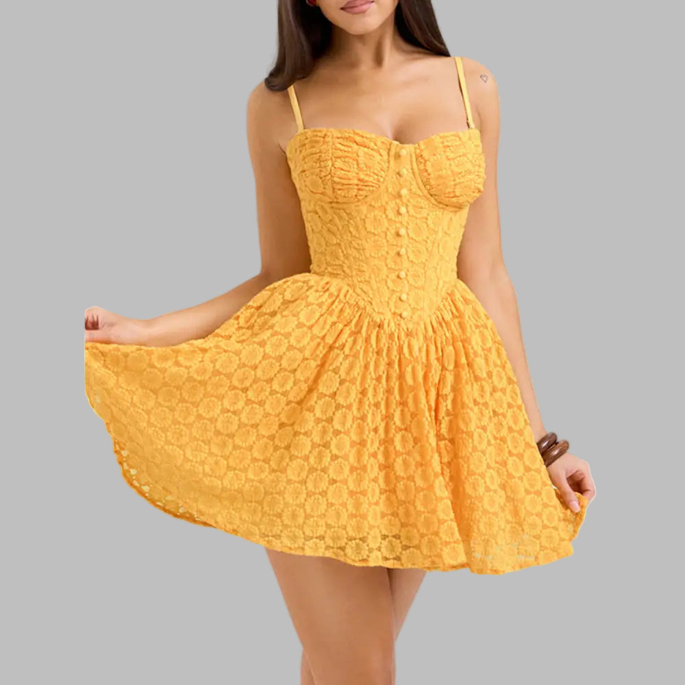 Sexy Lace Sling Dress - XS / Orange - Dresses