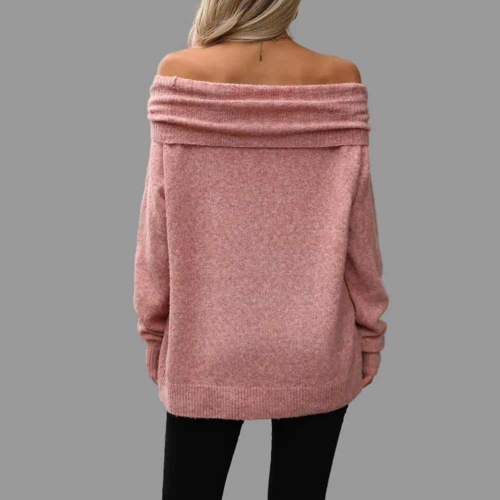Sexy Off-Shoulder Knitwear Long Sleeve Sweater Top - Sweaters & Cardigans