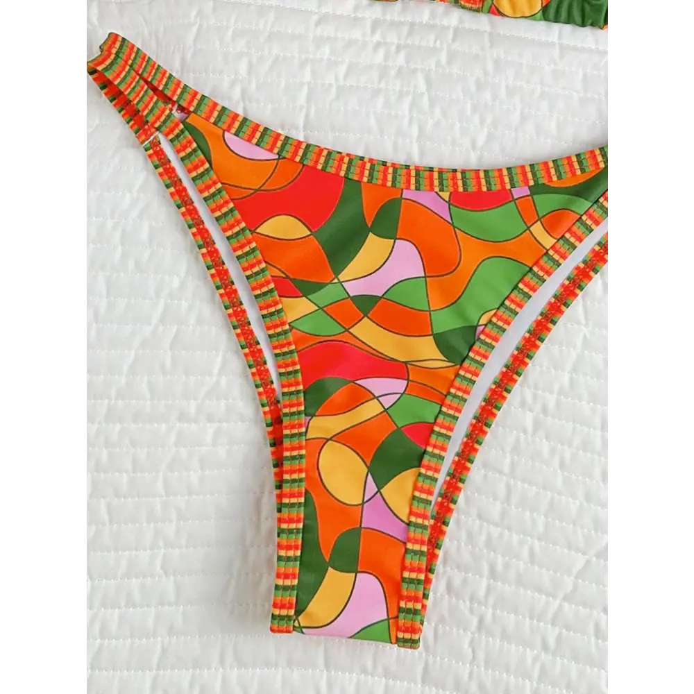 Sexy Print Contrast Bikini - Bikinis