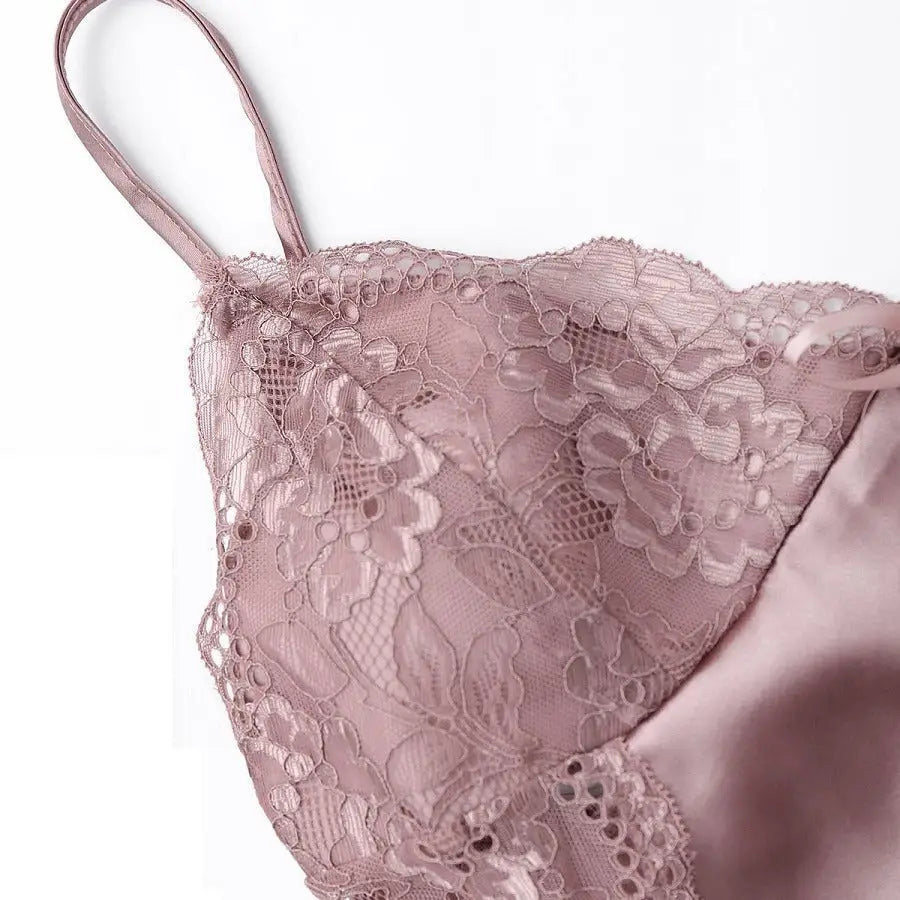 Sexy Satin Shorts Lace Pajamas - Loungewear Sleepwear