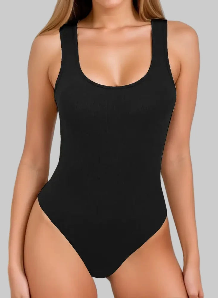 Sexy Slim Rib Shaped Bodysuit - S / Black - Bodysuits