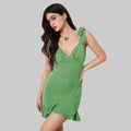 Sexy Solid Color Slim Tie Straps Dress - S / Green - Dresses