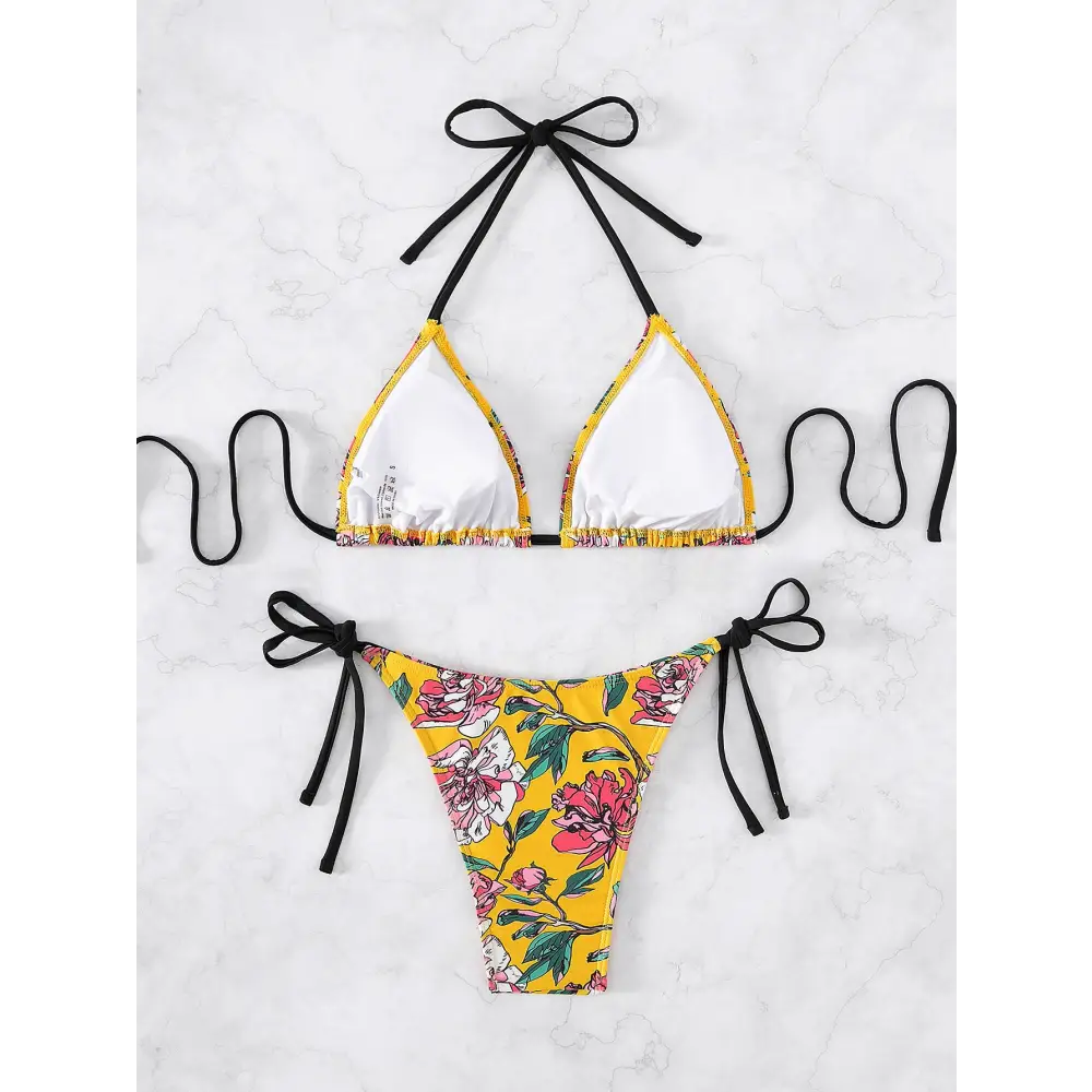 Sexy Split Backless Halter Bikini - Bikinis