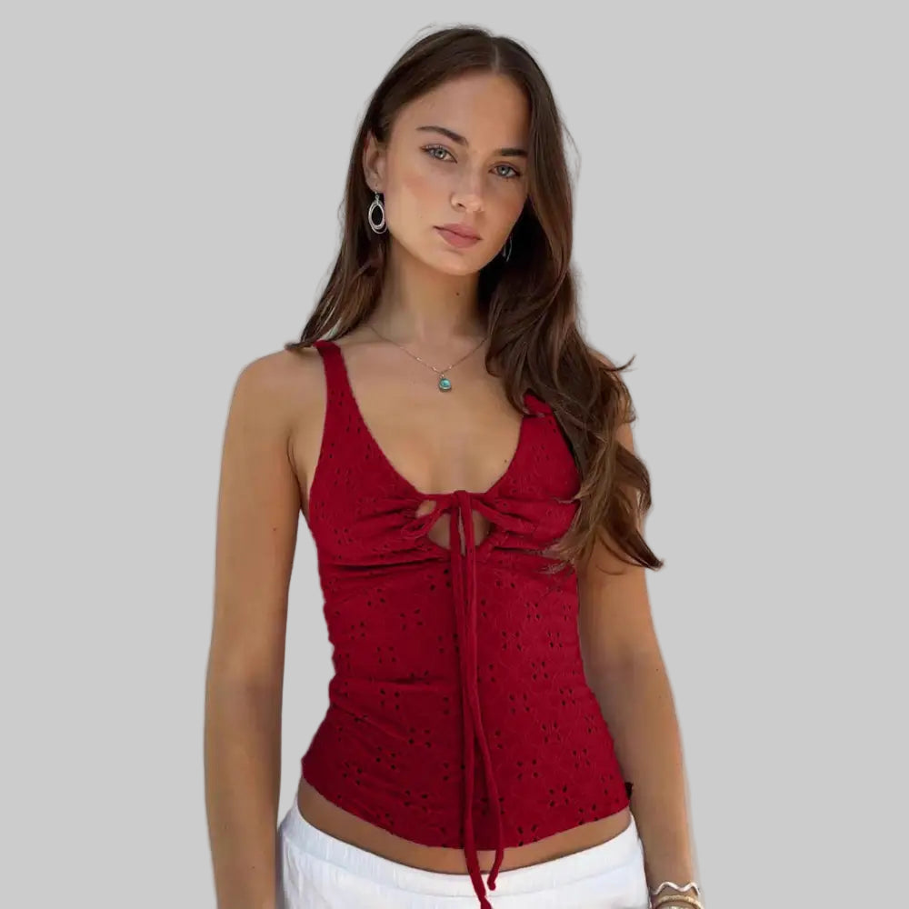 Sexy Tied Texture Top - Tank Tops & Camis