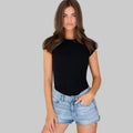 Sexy Tight Cotton Rib Bodysuit - S / Black - Bodysuits