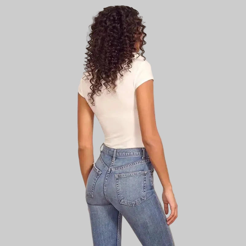 Sexy Tight Cotton Rib Bodysuit - S / White - Bodysuits