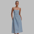 Sexy Tube Top Denim Sling Dress - S / Light Blue - Dresses