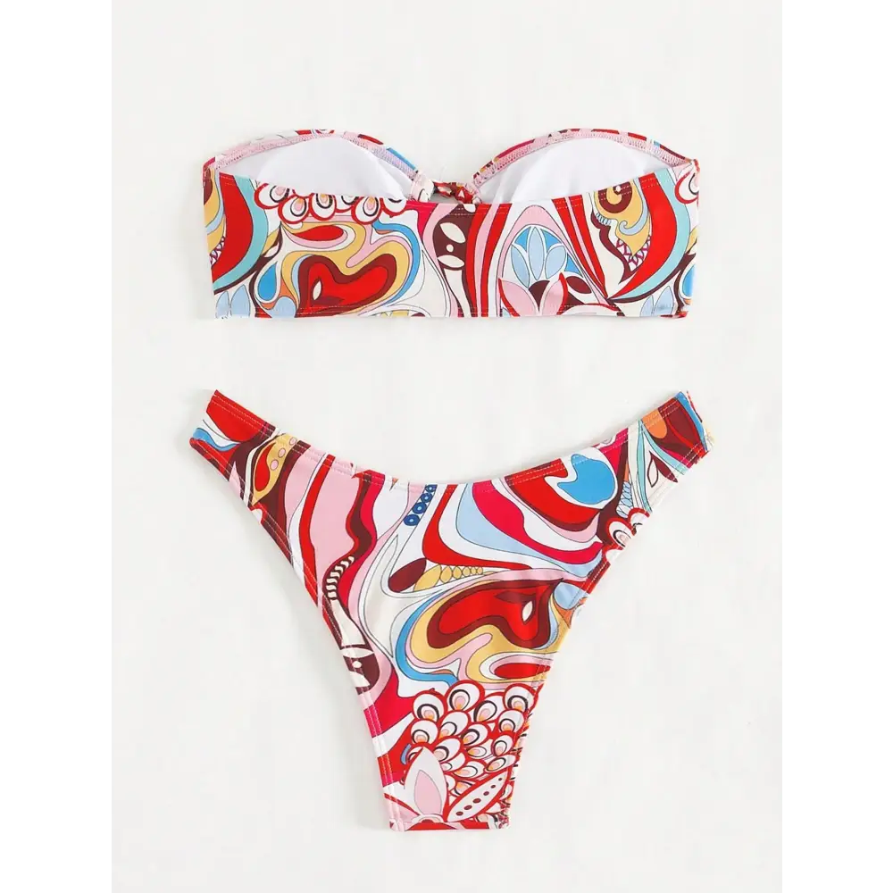 Sexy Tube Top Print Bikini - Bikinis