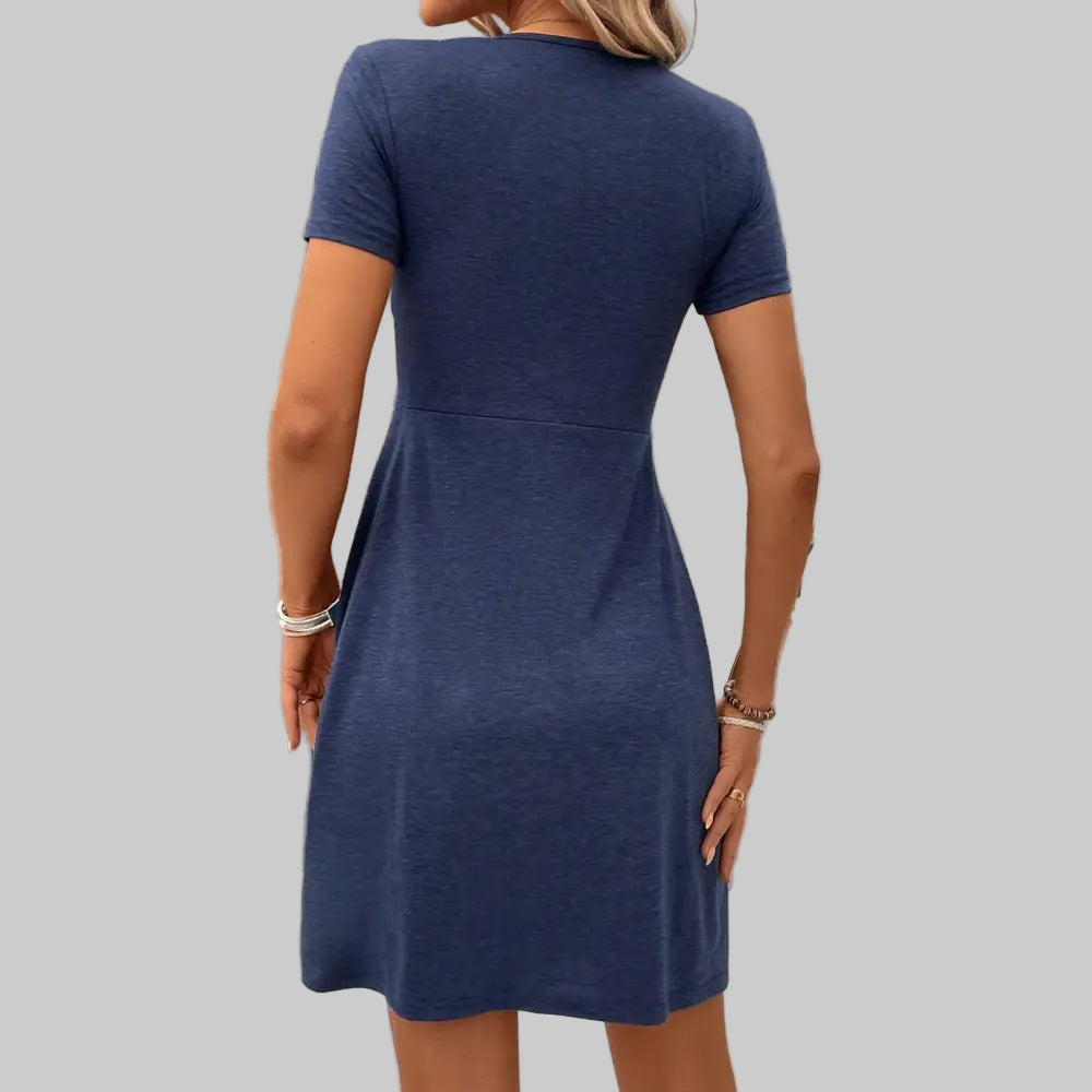 Sexy V-neck Twist Short Sleeve Casual Dress - Dresses