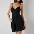 Sexy V-Plunge Sling Waist Slimming Romper - S / Black - Rompers