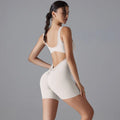 Sexy V-Shaped Back Romper - S / Shorts Jumpsuit-White and Gray - Activewear