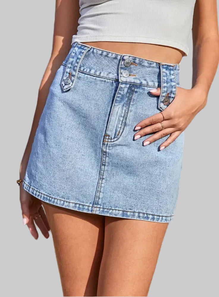 Sheath Denim Skirt - XS / Blue - Skirts