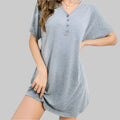 Short Sleeve Nightdress - S / Gray - Loungewear Sleepwear