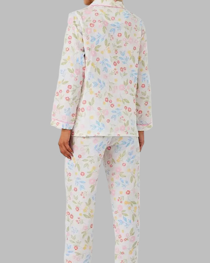 Silk Floral Pajamas Set for Comfortable and Elegant Sleepwear - Loungewear