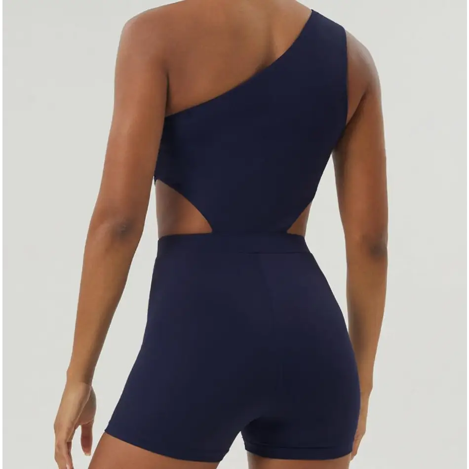 Slant Shoulder Sexy Yoga Body Shaping Slim Sports Workout Romper - Activewear