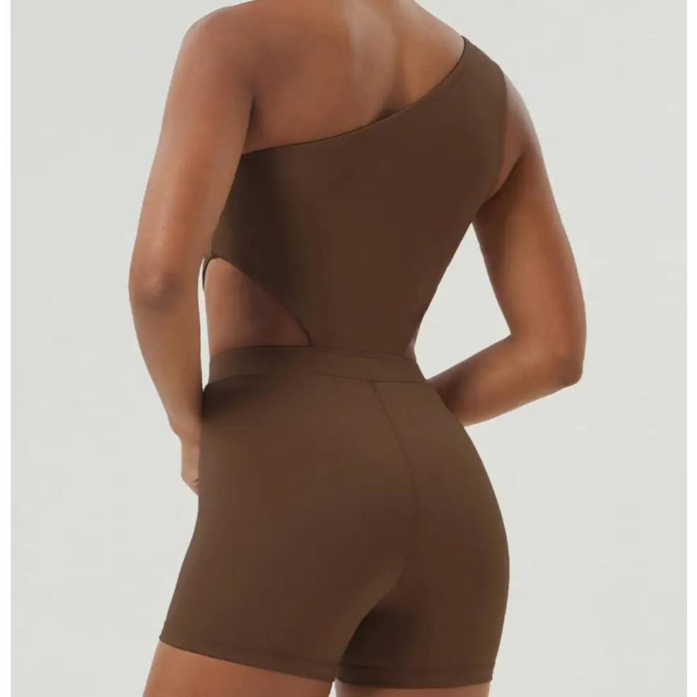Slant Shoulder Sexy Yoga Body Shaping Slim Sports Workout Romper - Activewear