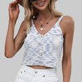 Slim Fit Camisole Knitwear Crop Top - S / White-Apricot - Tank Tops & Camis