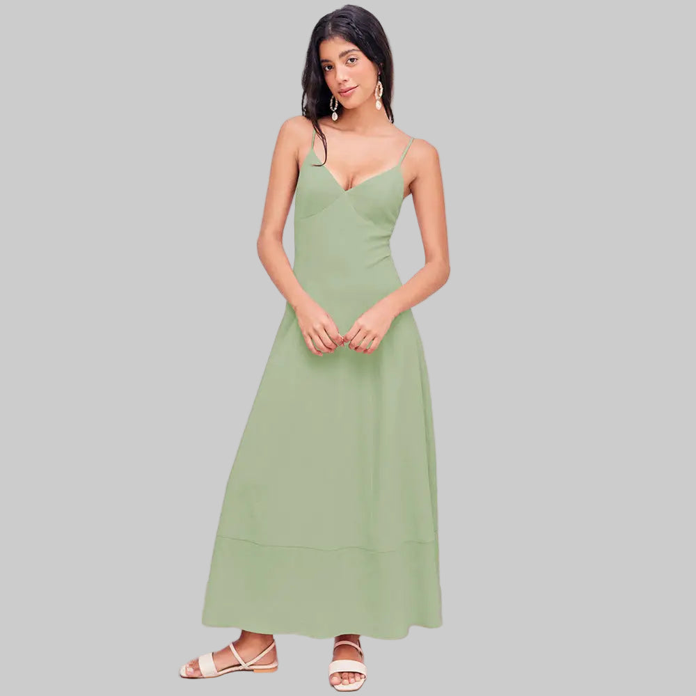 Slimming A-Line Dress - S / Green - Dresses