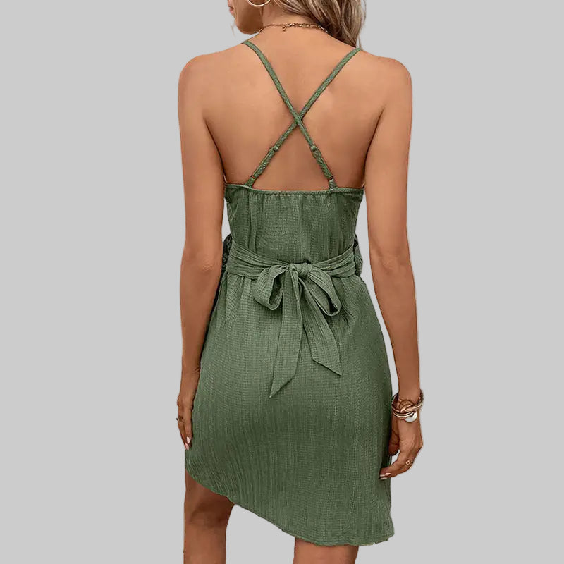 Solid Color Design Sling Dress - Dresses