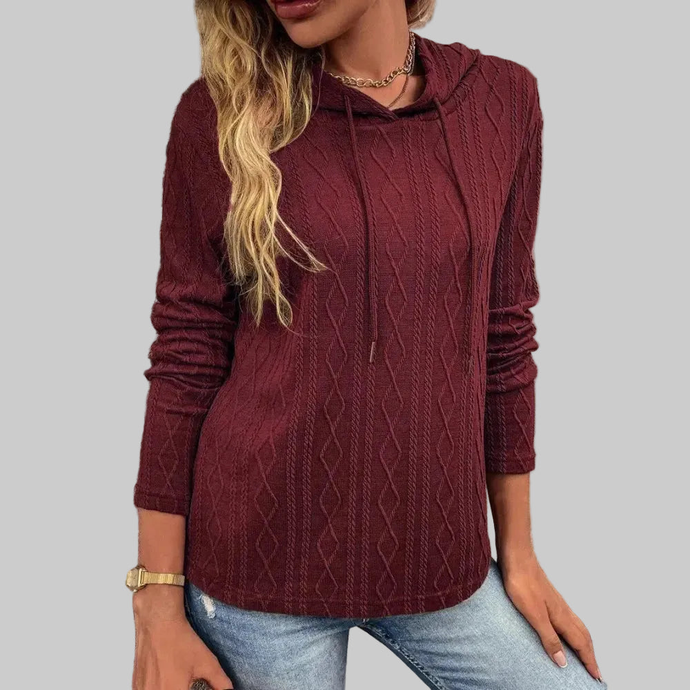 Solid Color Long Sleeve Hooded Pullover Sweatshirt - S / Burgundy - Sweatshirts & Hoodies
