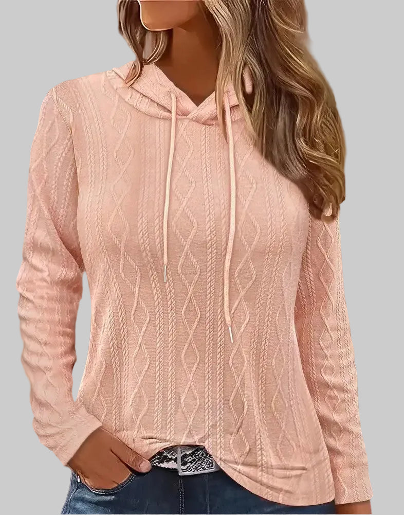 Solid Color Long Sleeve Hooded Pullover Sweatshirt - S / Pink - Sweatshirts & Hoodies