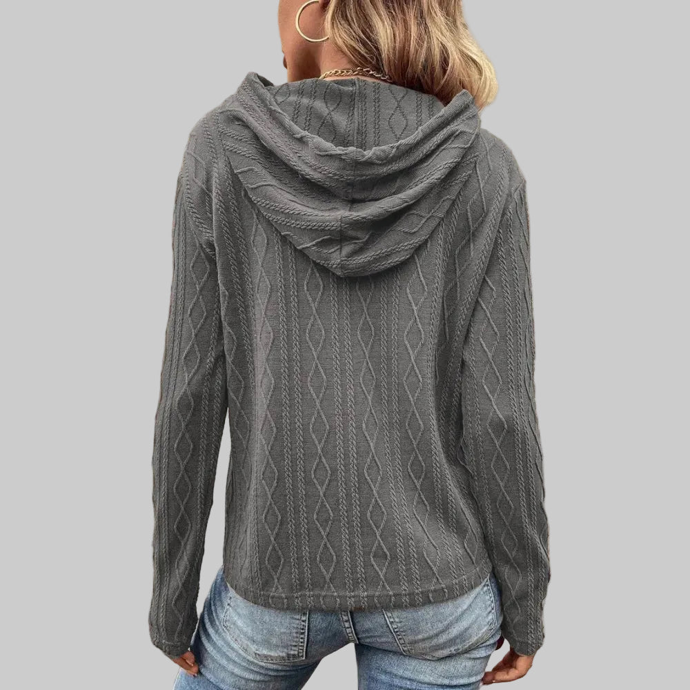 Solid Color Long Sleeve Hooded Pullover Sweatshirt - Sweatshirts & Hoodies