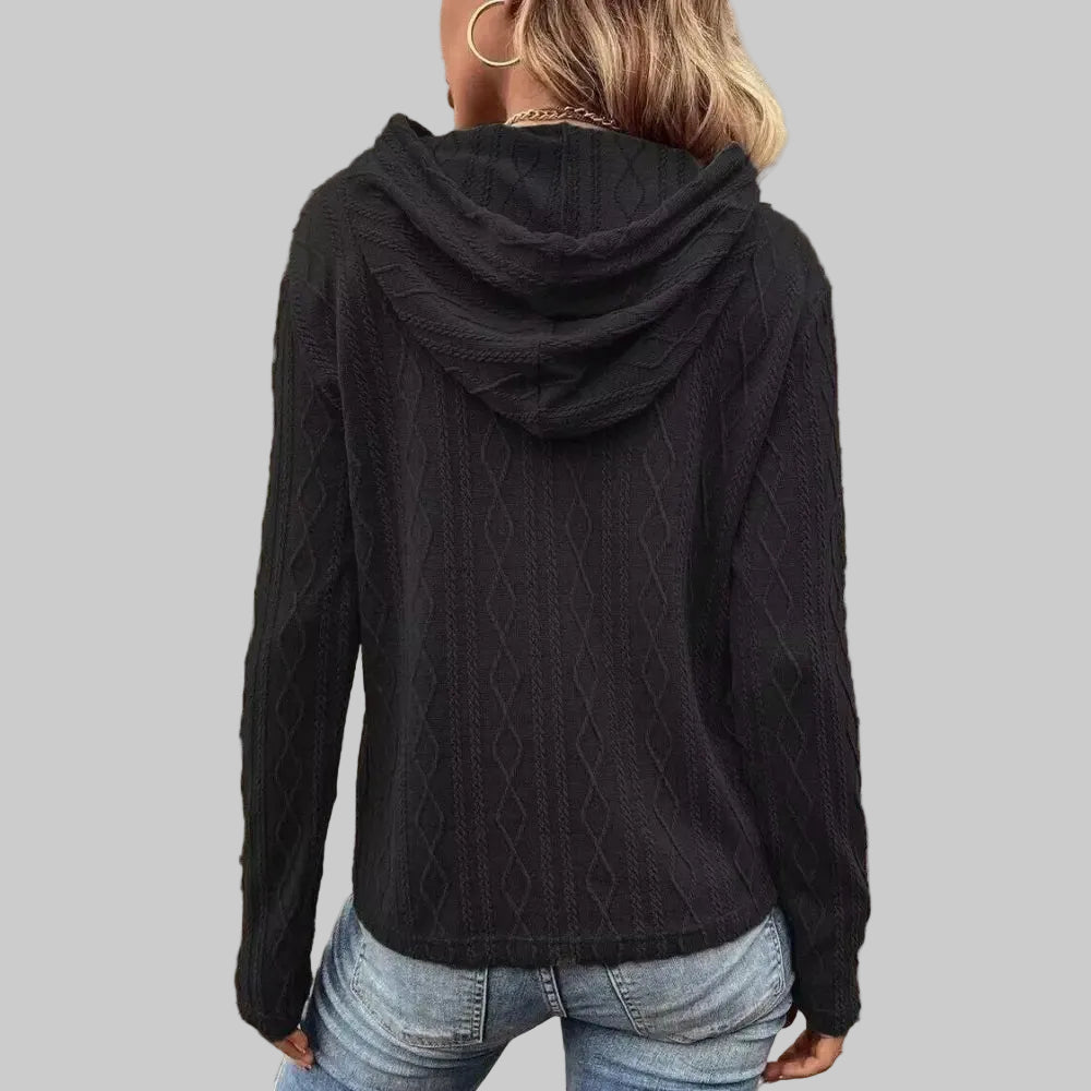 Solid Color Long Sleeve Hooded Pullover Sweatshirt - Sweatshirts & Hoodies