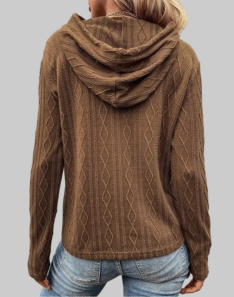 Solid Color Long Sleeve Hooded Pullover Sweatshirt - Sweatshirts & Hoodies