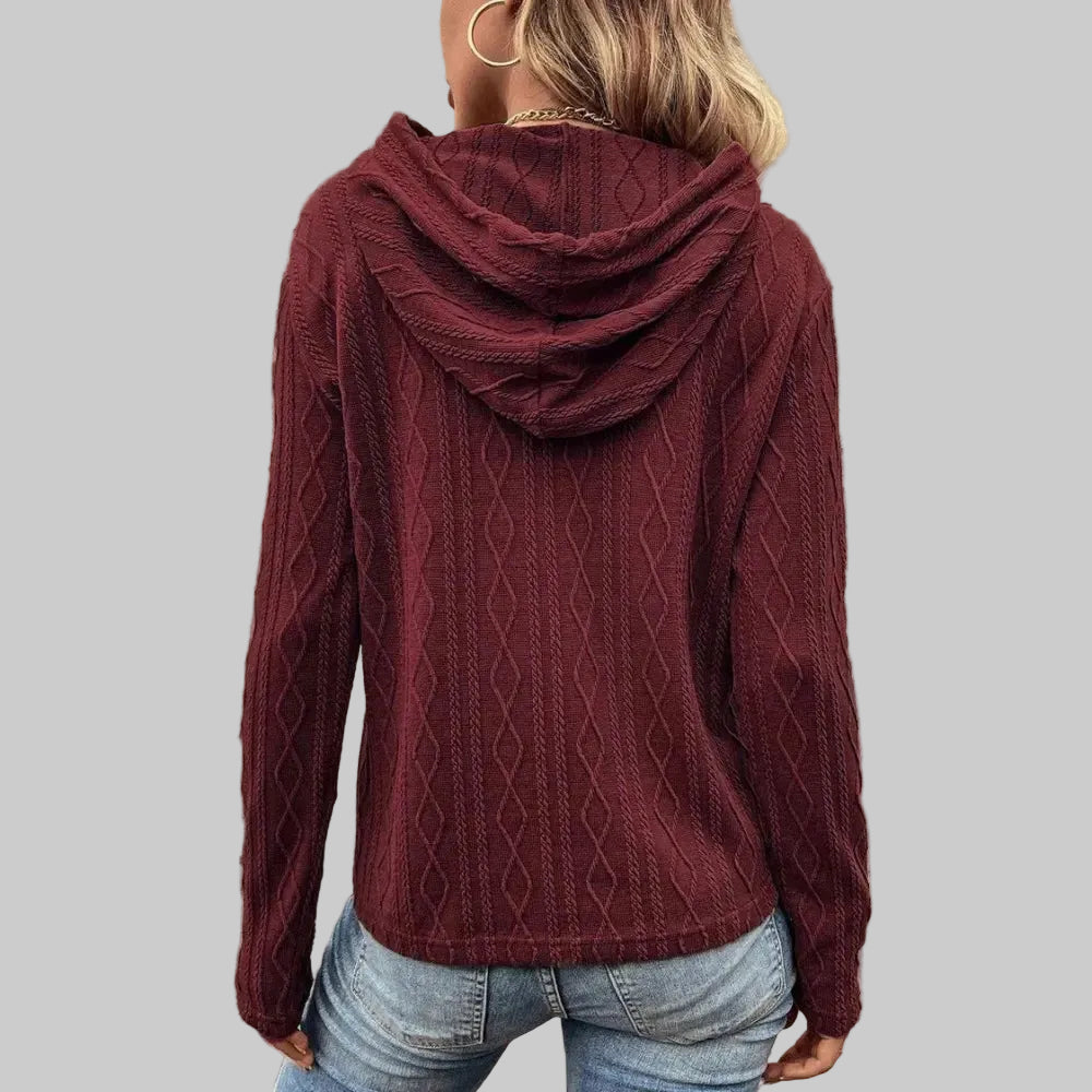 Solid Color Long Sleeve Hooded Pullover Sweatshirt - Sweatshirts & Hoodies