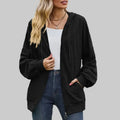 Solid Color Pocket Long-Sleeve Loose Hooded Sweatshirt - S / Black - Sweatshirts & Hoodies